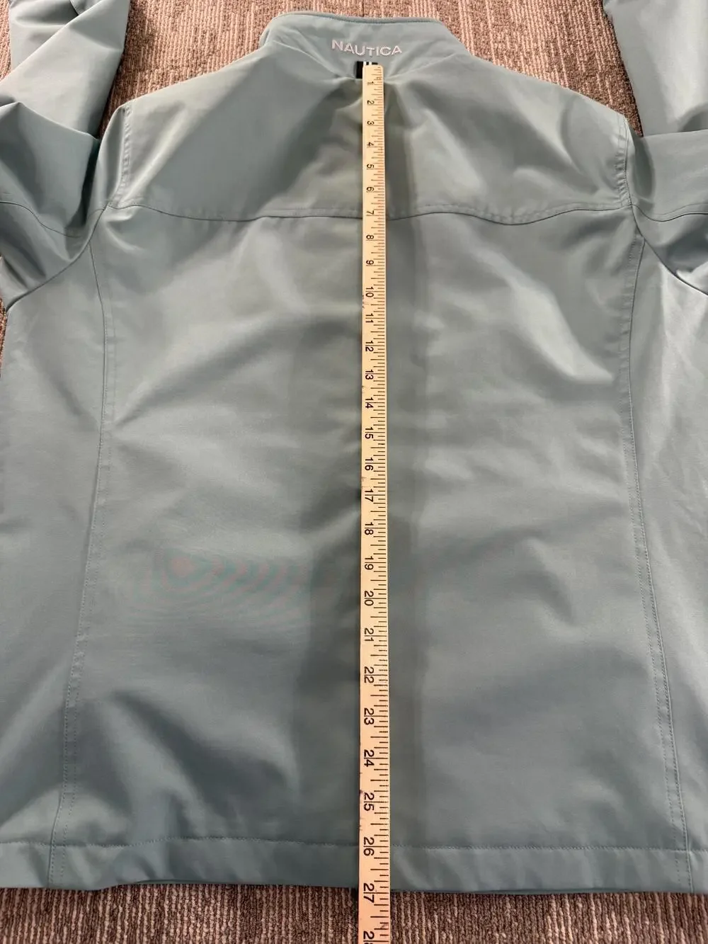 Nautica Jacket Mens Large Sage Green Softshell Water Wind Resistant Zip Stretch